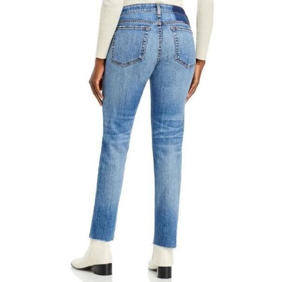 Rag & Bone Women's Sz 28 Blue Dre Low-Rise Raw Hem Slim Boyfriend Jeans $225 - Picture 6 of 6